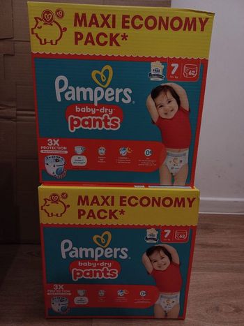 2 cartons couches Pampers Pants baby-dry Taille 7 - Maxi-Ecopack - carton de 62 couches
