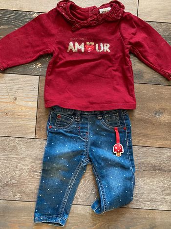 Ensemble fille 3 mois cœur coccinelle
