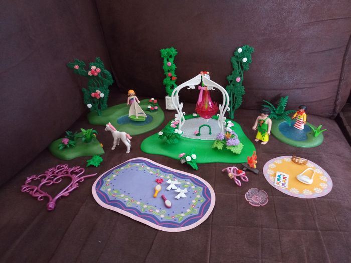 "Playmobil": Lot vrac Éléments de Jardin, Kiosque Mariés, Accessoires, Végétaux