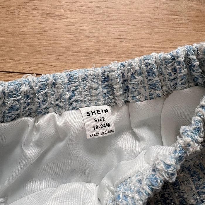 Ensemble jupe + béret tweed bleu SHEIN 18-24 mois – neuf sans étiquette - photo numéro 3