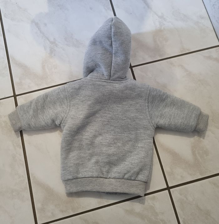 gilet garçon gris fourré avec capuche kimadi taille 3 mois - photo numéro 3