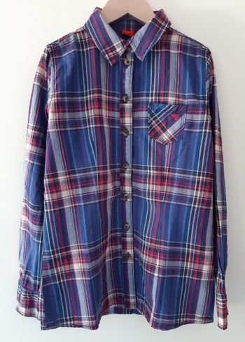 Chemise garçon Esprit 10 ans carreaux bleu manches longues