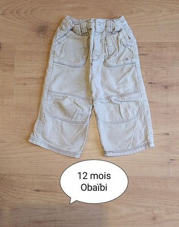 Pantalon velours 23 mois Obaïbi