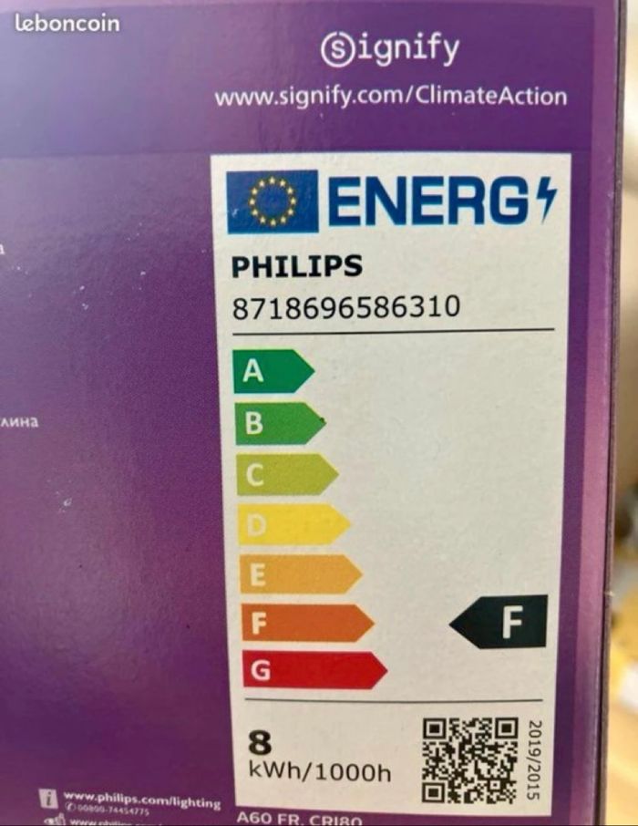 Lot de 2 ampoules Philips LED - Lumière blanc chaud -Standard E27 60W - photo numéro 3