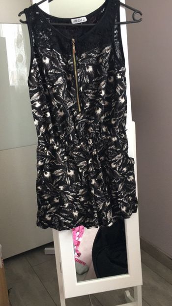 Combi short noir motif plume