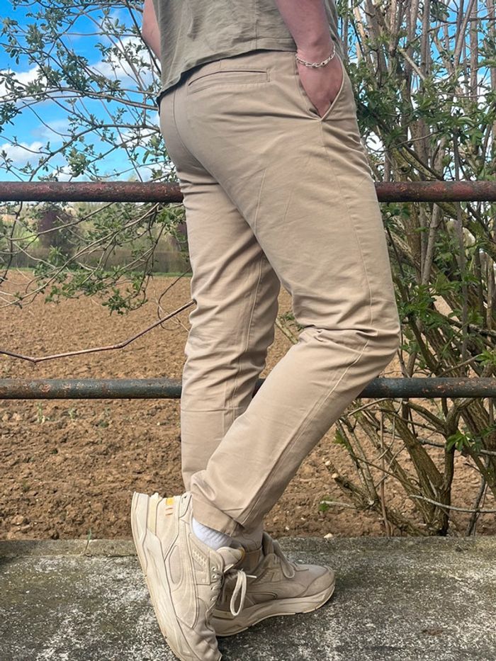Pantalon chino couleur beige - photo numéro 8
