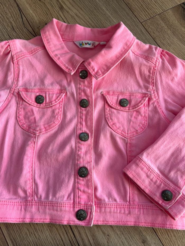Veste courte demi-saison rose fluo fille 3 ans - photo numéro 3