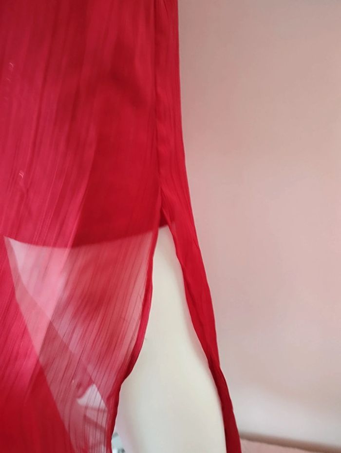 Robe de soirée longue vaporeuse rouge Promod taille 36 - photo numéro 6