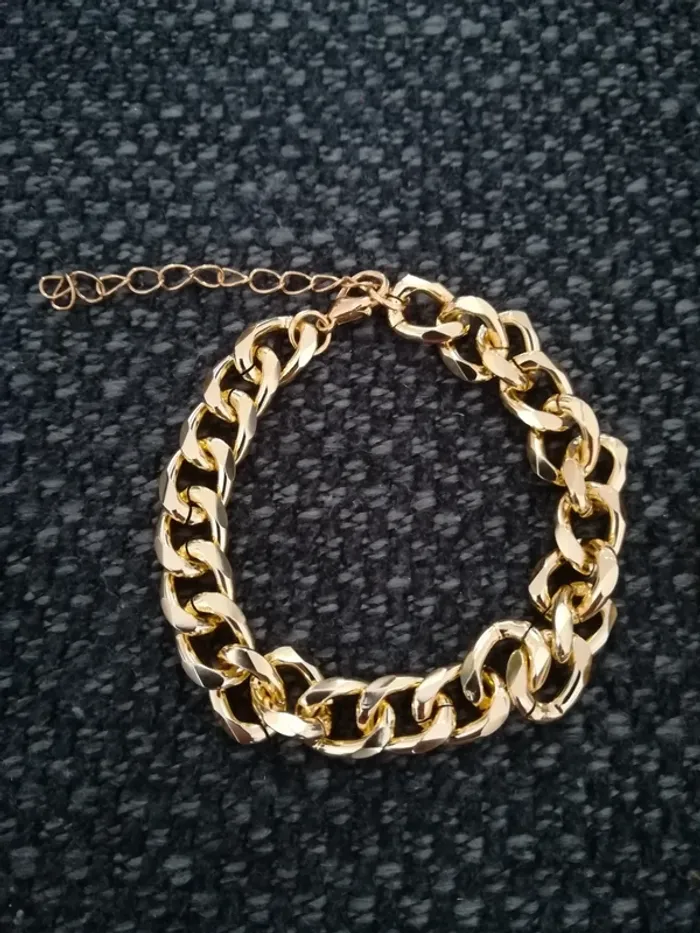 Joli bracelet doré, femme, anneaux, neuf