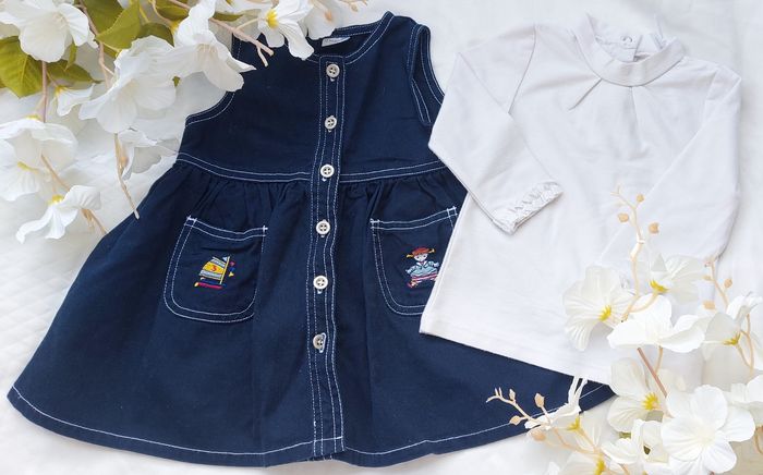 Robe bleue marine et Sous pull pailletés 12 mois - photo numéro 3