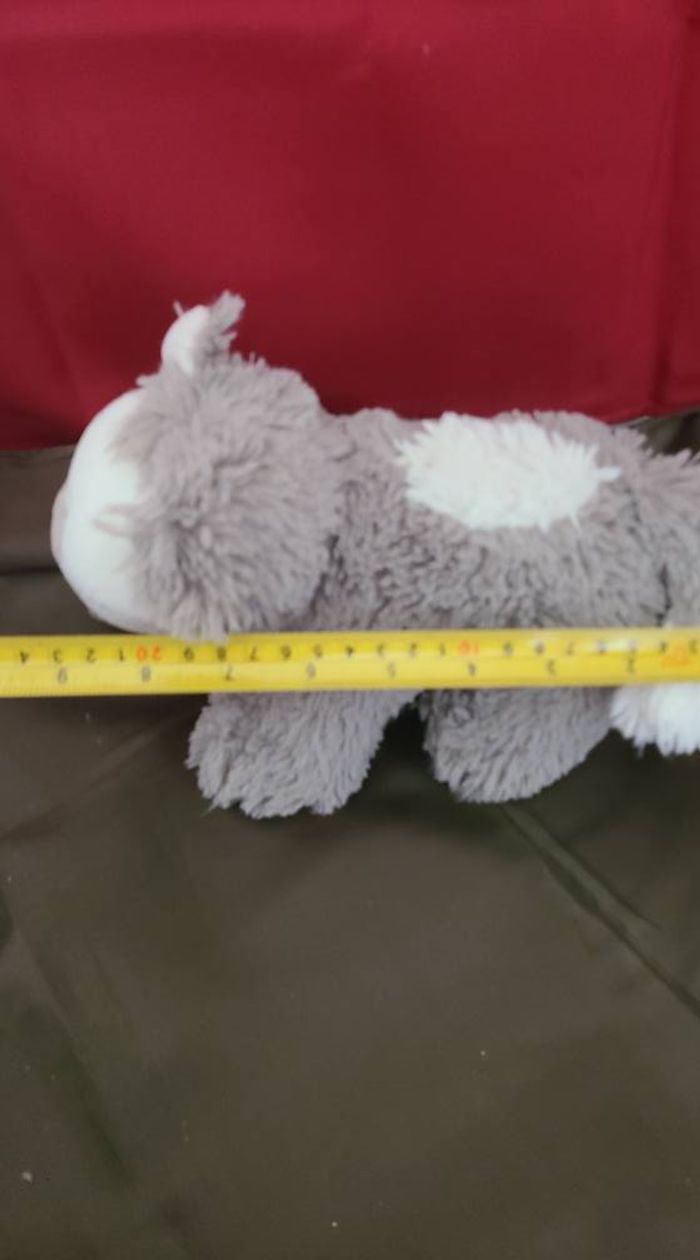 Doudou peluche chat gris blanc pomme pidou - photo numéro 5