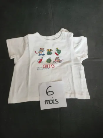 Tee shirt blanc garçon 6 mois creeks