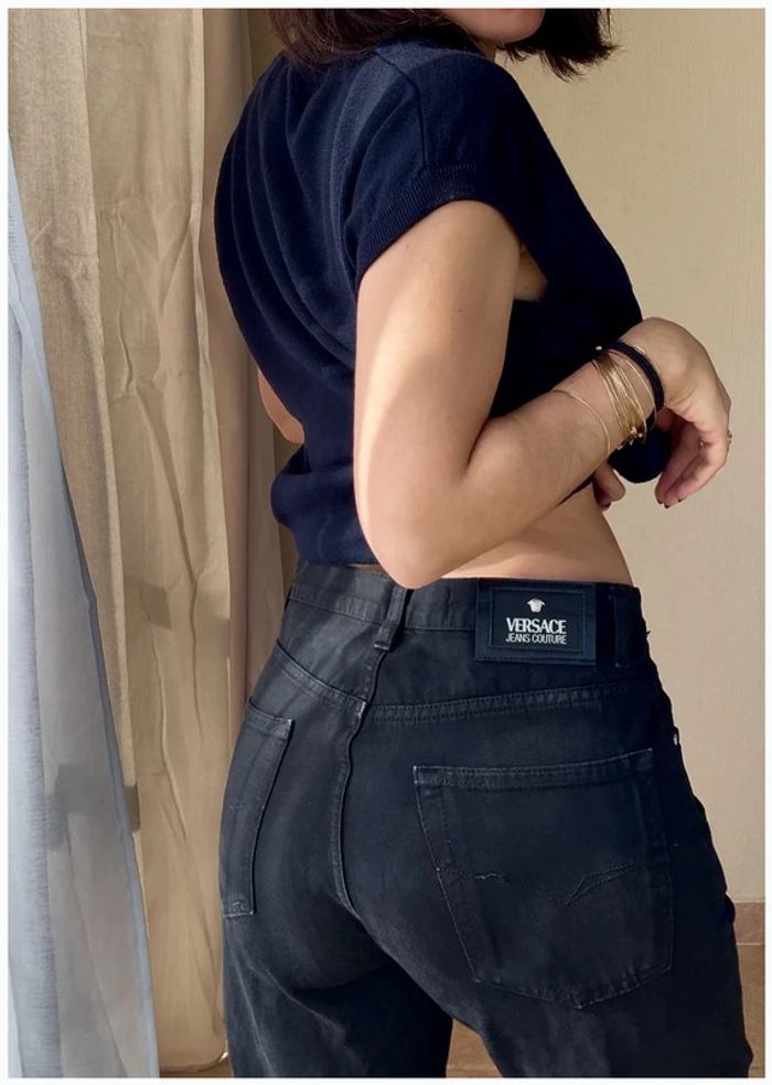 Jeans Versace noir taille 40 très bon état - photo numéro 3