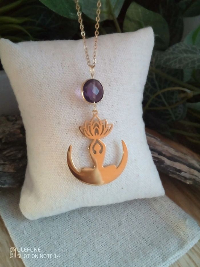 Collier féminin sacré pierre d'améthyste