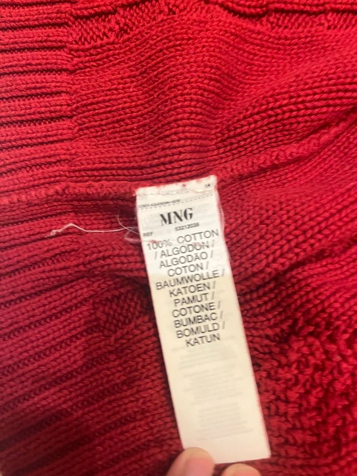Cardigan en maille tricoté à col châle, boutonné rouge/bordeaux mango vintage taille M/38 - photo numéro 5