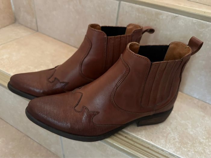 Bottines marrons en cuir pointure 39 - photo numéro 8