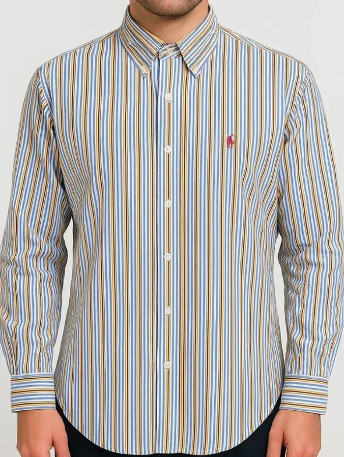 Chemise Ralph Lauren Classic Fit rayée multicolore – XL – Style Vintage Y2K