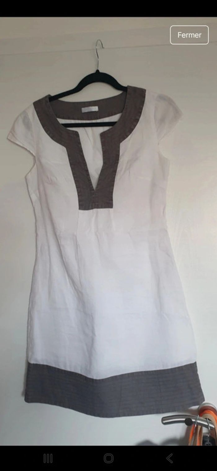Robe en lin promod blanche et marron taille 38