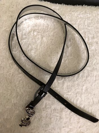 AN-Ceinture noire/argent punt o roma 110cm