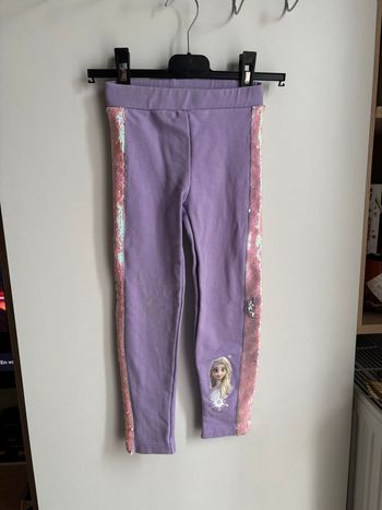 Pantalon legging chaud Elsa la reine des neiges violet à sequin brillant taille 4 ans
