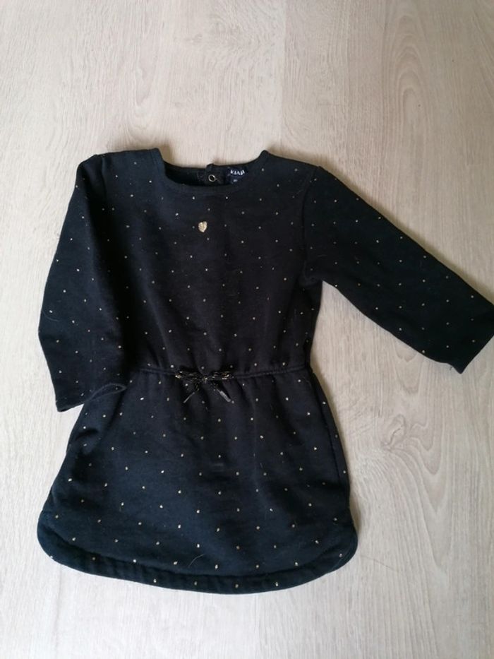 Robe pull hiver noire et pois doré