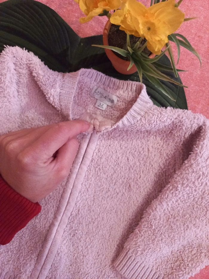 Gilet 12 mois bébé fille toute saison rose pale - photo numéro 2