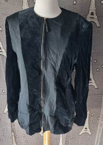 Veste zippée noir bi-matiere taille 40