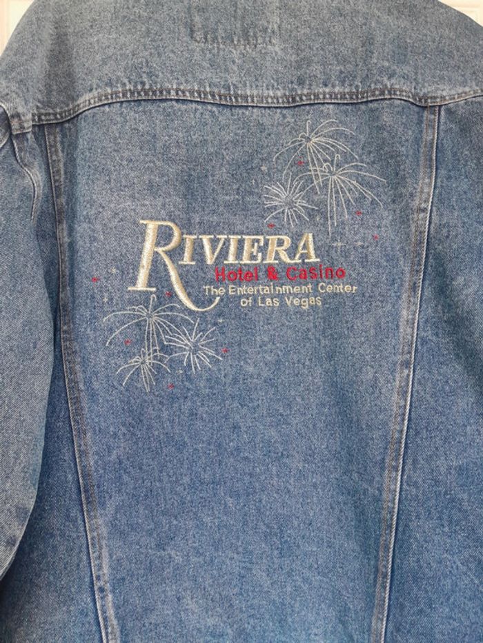 Magnifique veste en jean brodée vintage made in usa modèle rare Riviera Blues - photo numéro 2