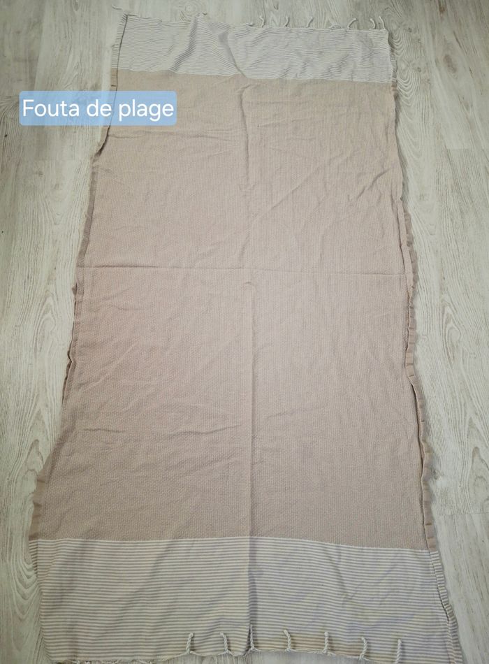Serviette/Fouta de plage/bain beige/blanc