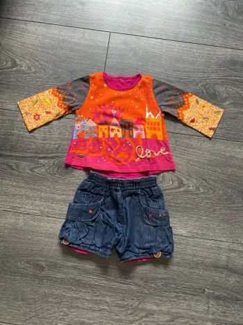 Ensemble été (6mois) short -t-shirt manches longues