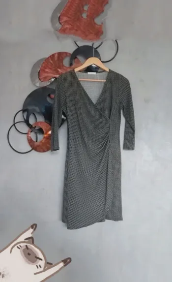 Robe portefeuille grise à motifs Promod