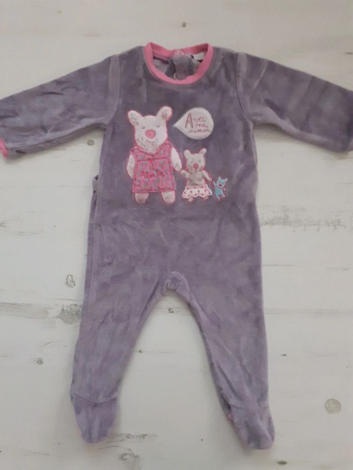 Pyjama fille mauve Velour Absorba 6 mois