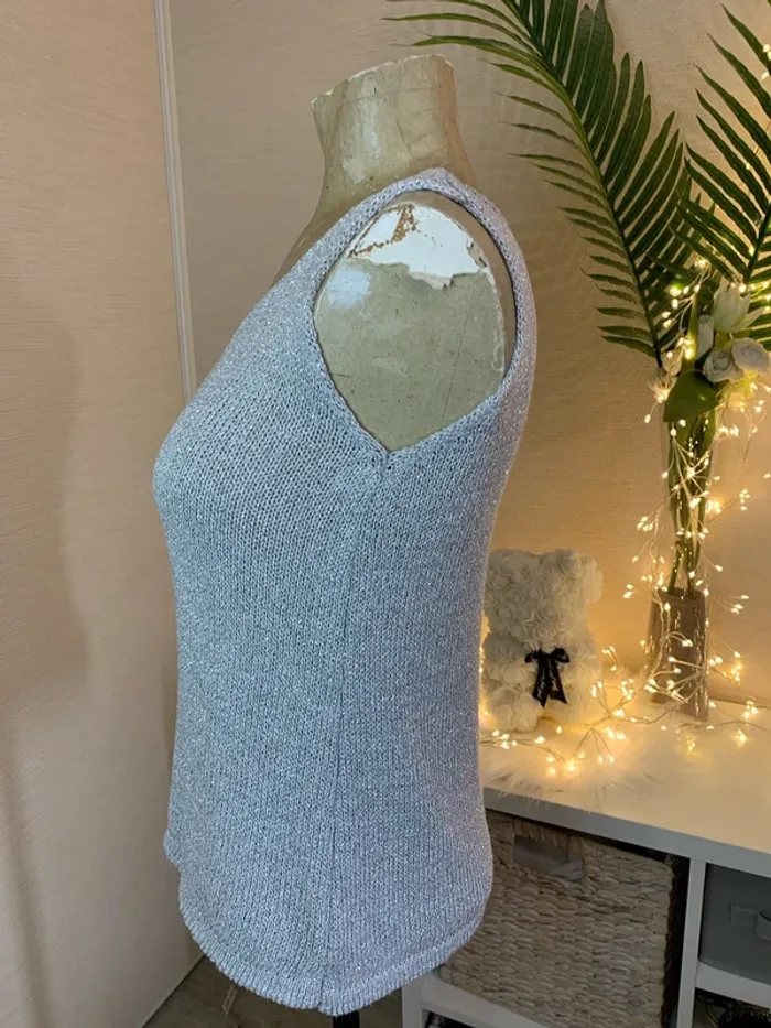 Joli débardeur en lurex argenté femme - photo numéro 2