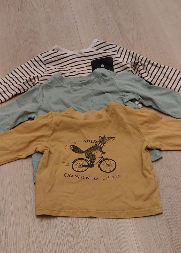 Lot tee shirt manches longues sweat 9 mois - photo numéro 3