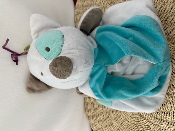 range pyjama antonin peluche doudou renard bébé 9 creation cocard bleu vert 40 cm - photo numéro 5