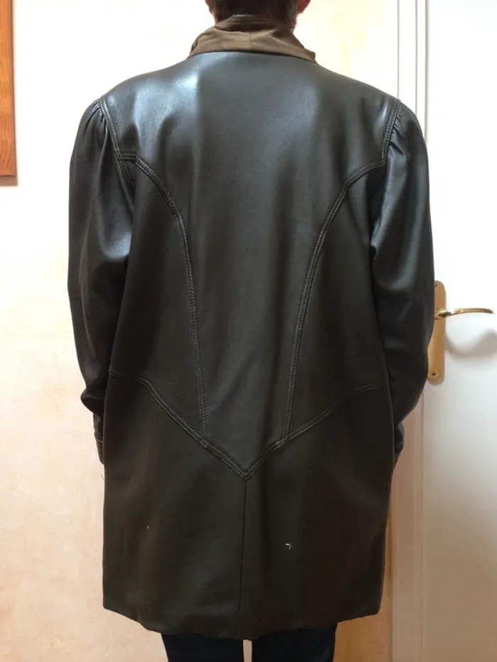 Manteau cuir véritable et daim - photo numéro 3