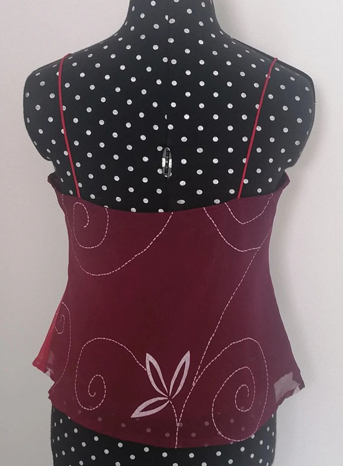 Top / débardeur fluide rouge Bordeaux Taille S/M - photo numéro 5