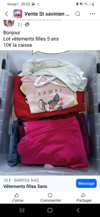 Lot vêtements diverses fille 5 ans