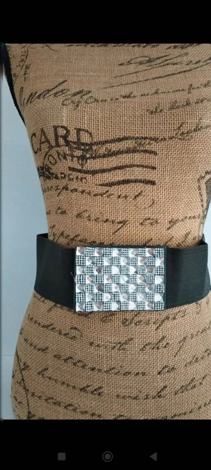 Ceinture élastique verte argenté femme 80 cm - photo numéro 3