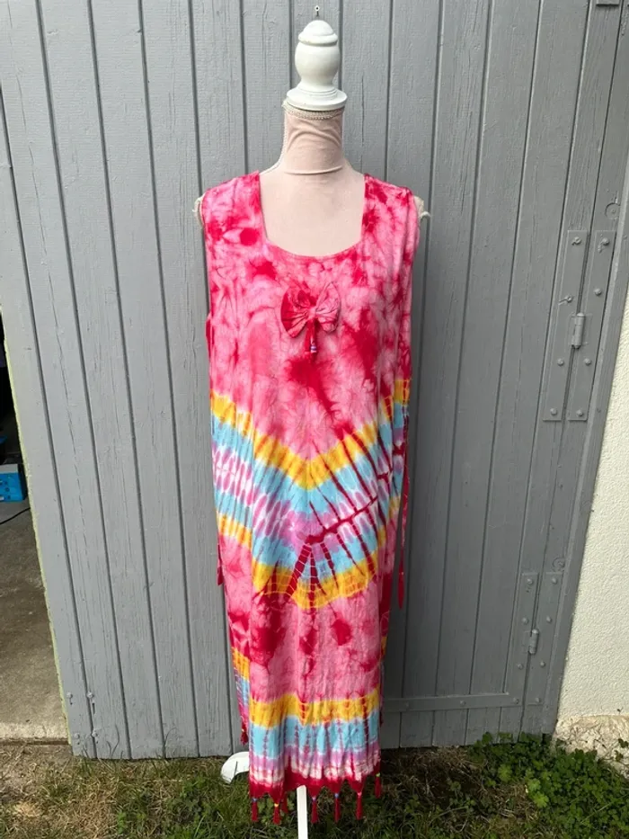 Robe longue d’été légère sans manches colorée fleuri - photo numéro 2