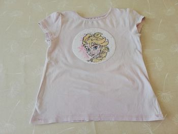 TS manches courtes rose sequins réversible la reine des neiges/olaf 122cm C&A