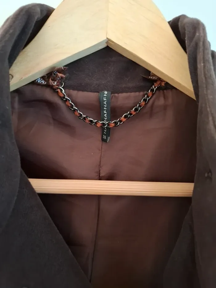 Manteau trench long marron - Naf Naf - 36 - très bon état - photo numéro 8