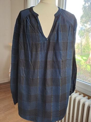 blouse carreaux bleu marine et noir kiabi