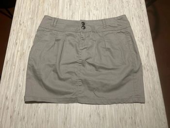 Jupe courte en jean beige foncé marron clair cache cache 42