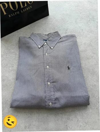 Chemise Ralph Lauren manches longues Taille XL gris noir Homme Men CHE126