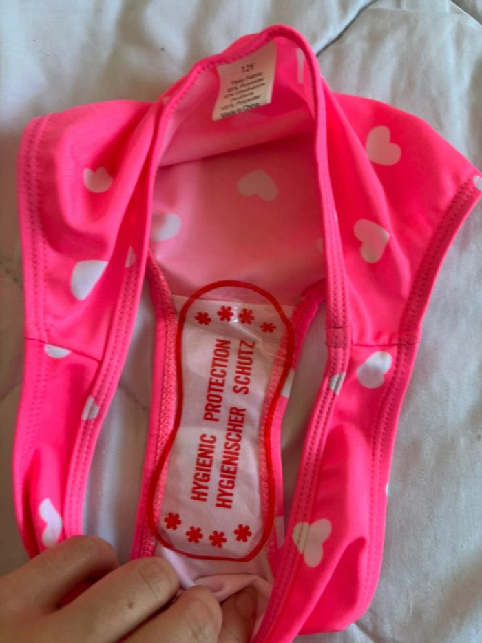 Bas de maillot de bain fille ados rose à motif cœur blanc taille 12 ans neuf - photo numéro 3