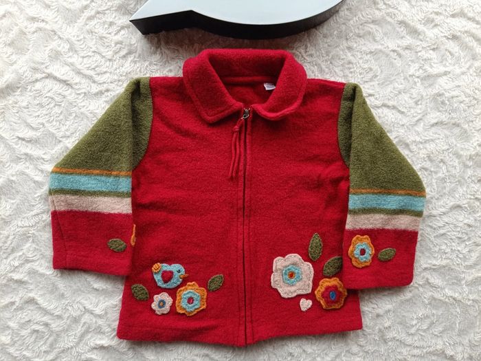 Gilet manches longues Fille 18 mois Fleurs oiseau - photo numéro 2