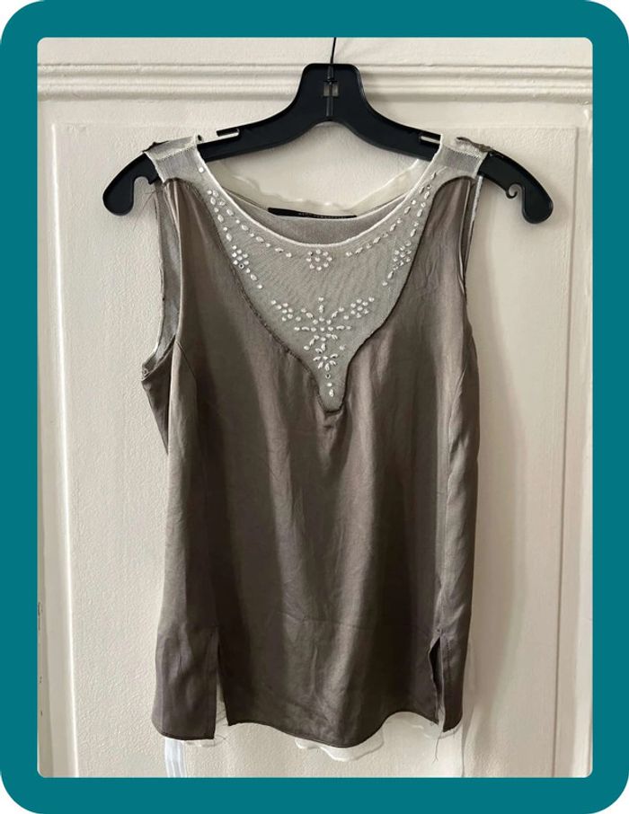 Top vintage soie et tulle coton vintage 36 - Atos Lombardini - photo numéro 5