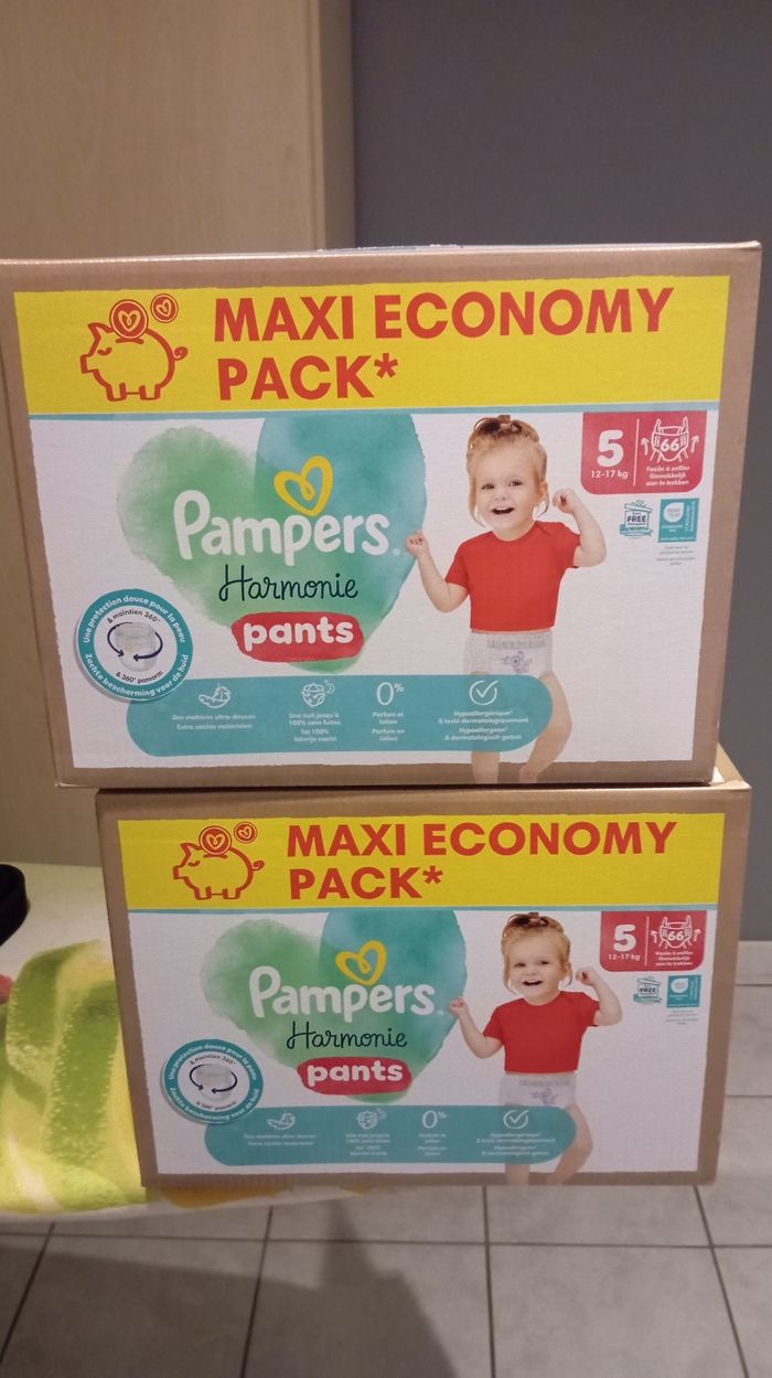Les 2 maxi pack Pampers harmonie taille 5 pants
