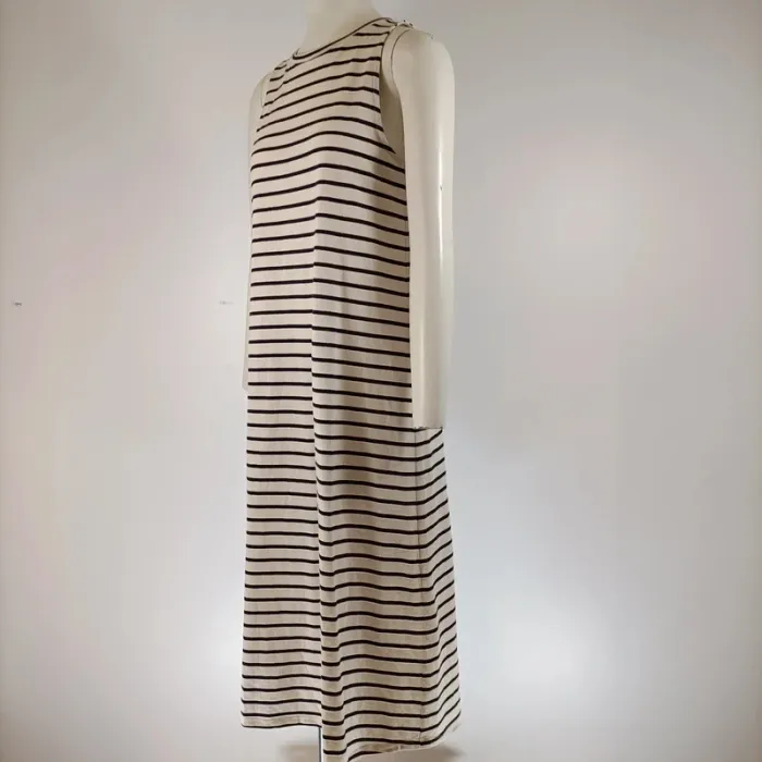 Robe longue marinière sans manches blanc et bleue marine - Taille 38 - État neuf - A134 - photo numéro 2